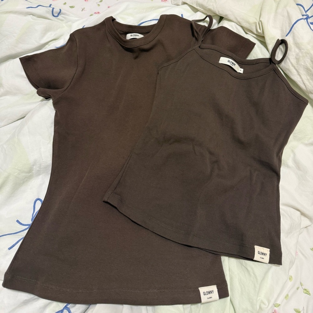 Glowny brown tee & tank set